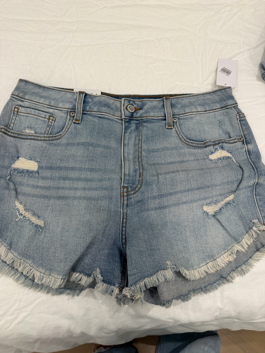 Dry Goods Light Blue Distressed Frayed Hem Denim Shorts